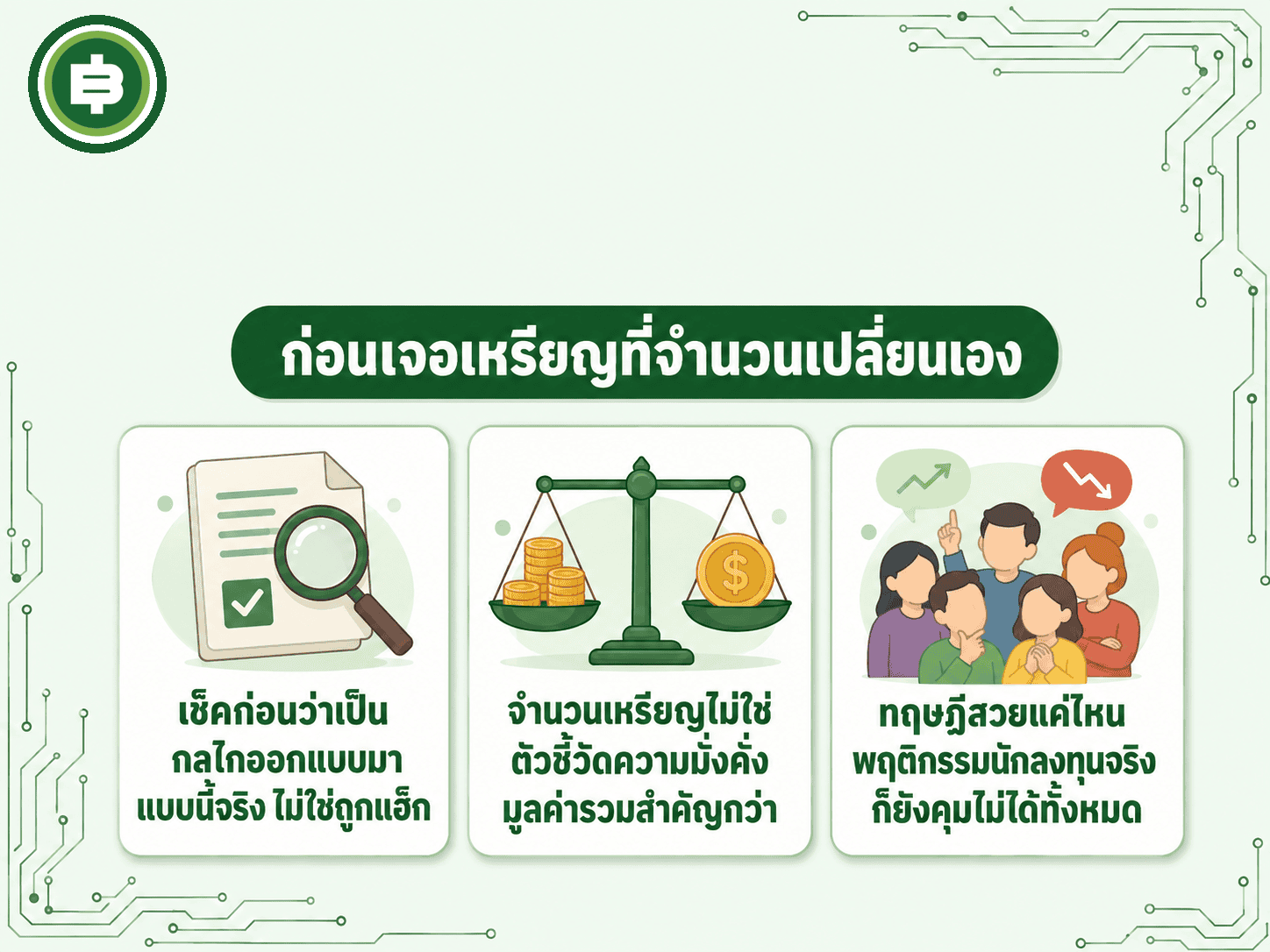 การ์ดสรุป 3 ข้อที่ควรตรวจสอบก่อนเจอเหรียญที่มีกลไกเปลี่ยนจำนวนในกระเป๋าแบบเดียวกับ AMPL