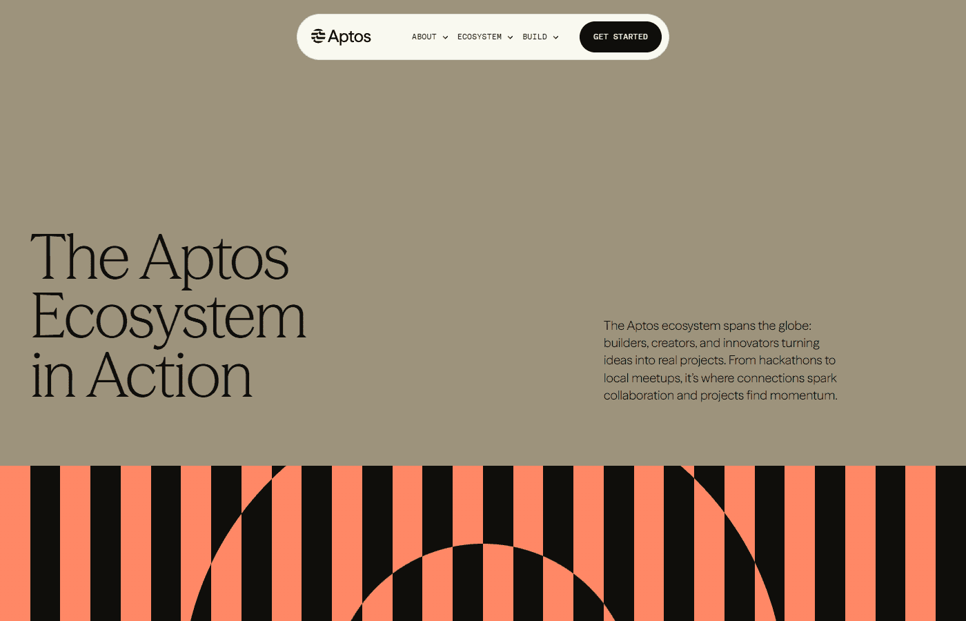 หน้าระบบนิเวศ Aptos (Ecosystem) บนเว็บทางการ aptosfoundation.org