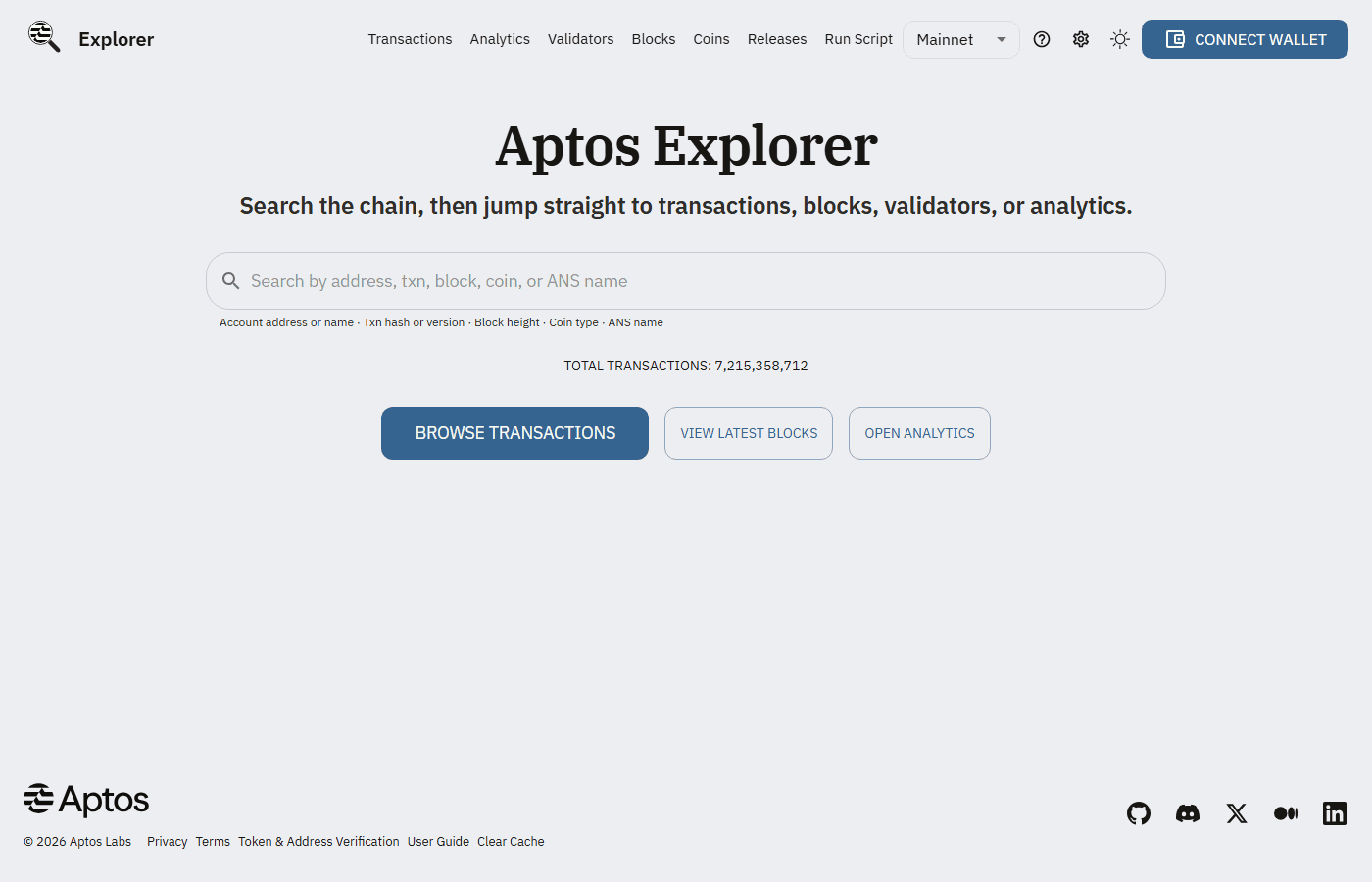 Aptos Explorer เว็บสำรวจธุรกรรมทางการของเครือข่าย แสดงจำนวนธุรกรรมสะสมกว่า 7,200 ล้านรายการ