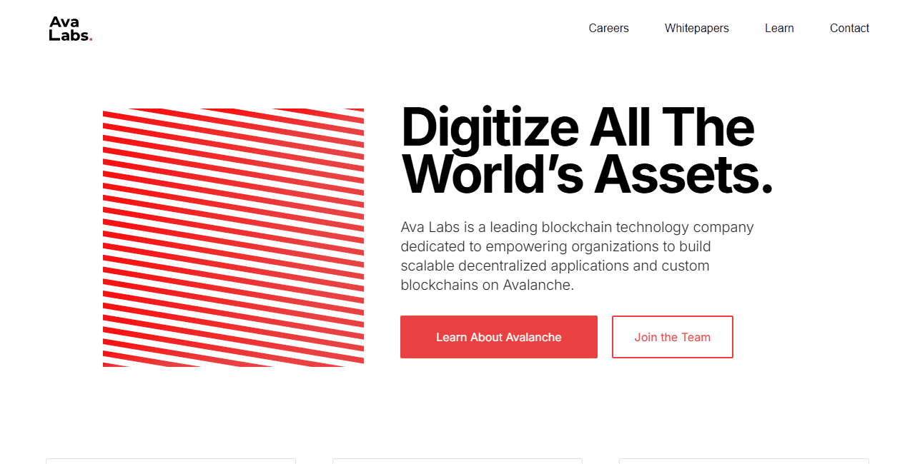 เว็บไซต์ทางการของ Ava Labs บริษัทผู้พัฒนาเครือข่าย Avalanche