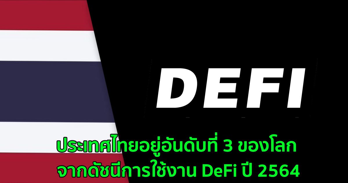 ประเทศไทยอยู่อันดับที่ 3 ของโลก จากดัชนีการใช้งาน DeFi ปี 2564