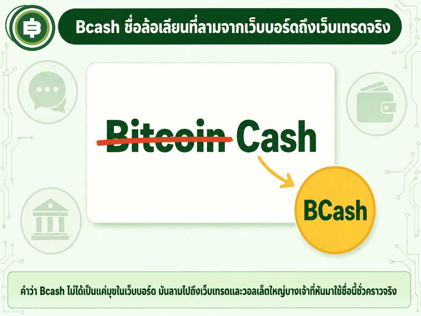 ชื่อเล่นแดกดัน Bcash ที่ลามจากเว็บบอร์ดไปถึงเว็บเทรดและวอลเล็ตใหญ่บางเจ้าที่หันมาใช้ชั่วคราว