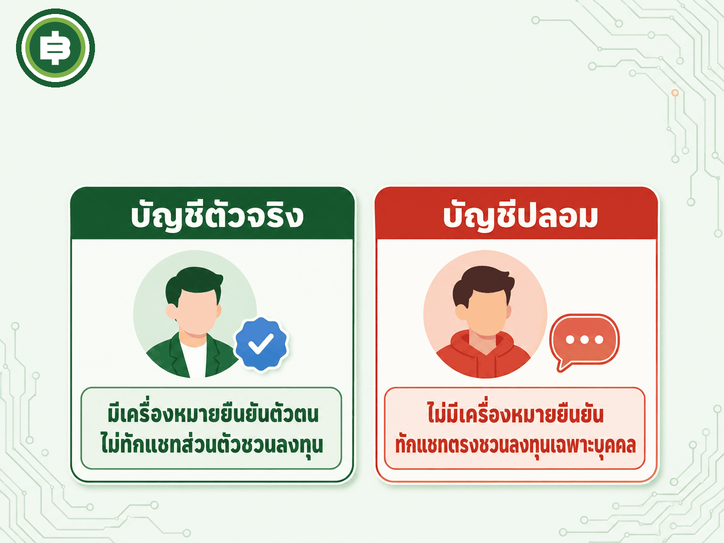 จุดสังเกตหลักที่แยกบัญชีคนดังหรือผู้ประกาศข่าวตัวจริงออกจากบัญชีปลอมที่มิจฉาชีพสร้างขึ้นมาหลอกลวง