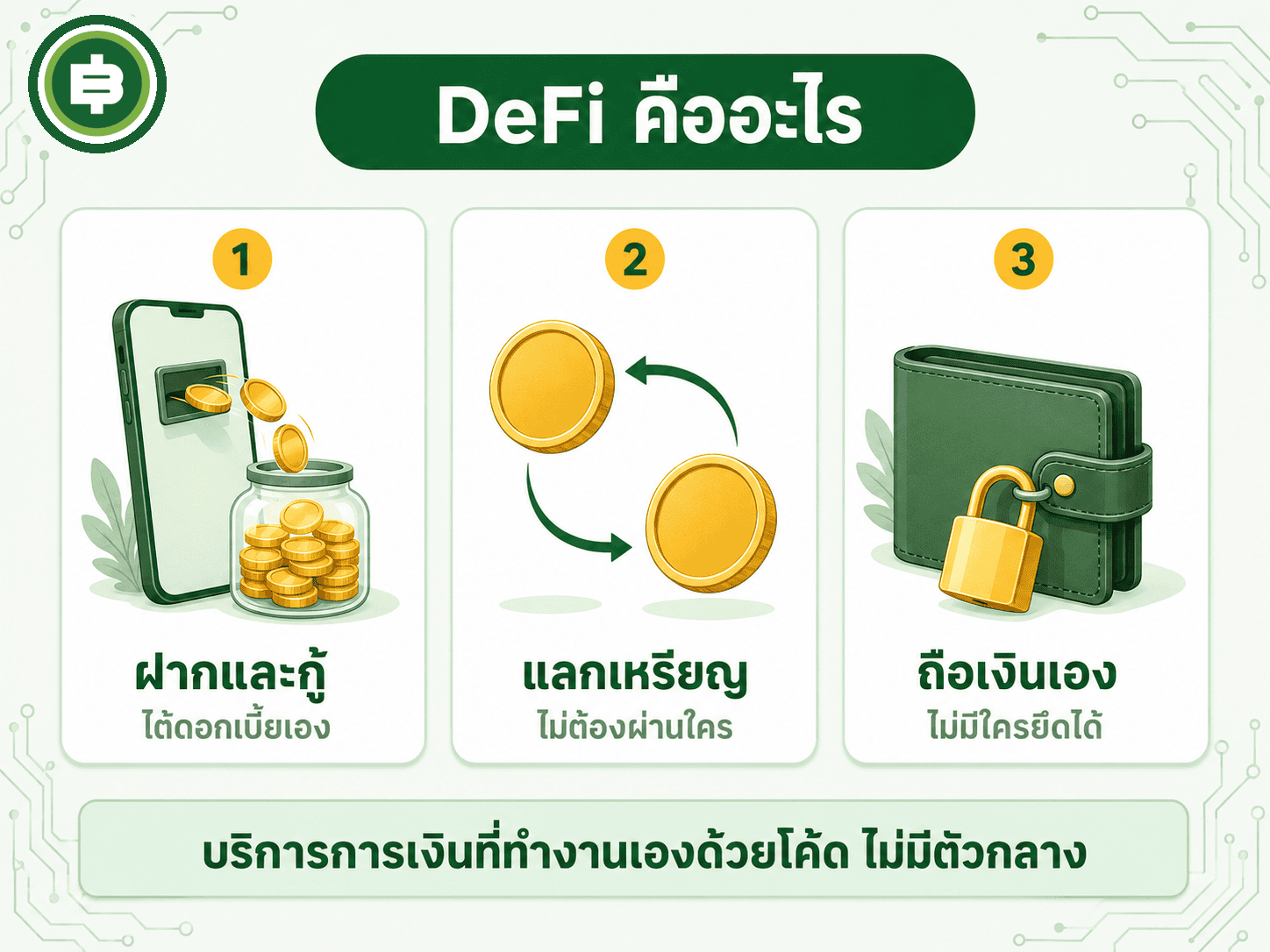 นิยาม DeFi บริการการเงินที่ทำงานด้วย Smart Contract โดยไม่มีตัวกลาง