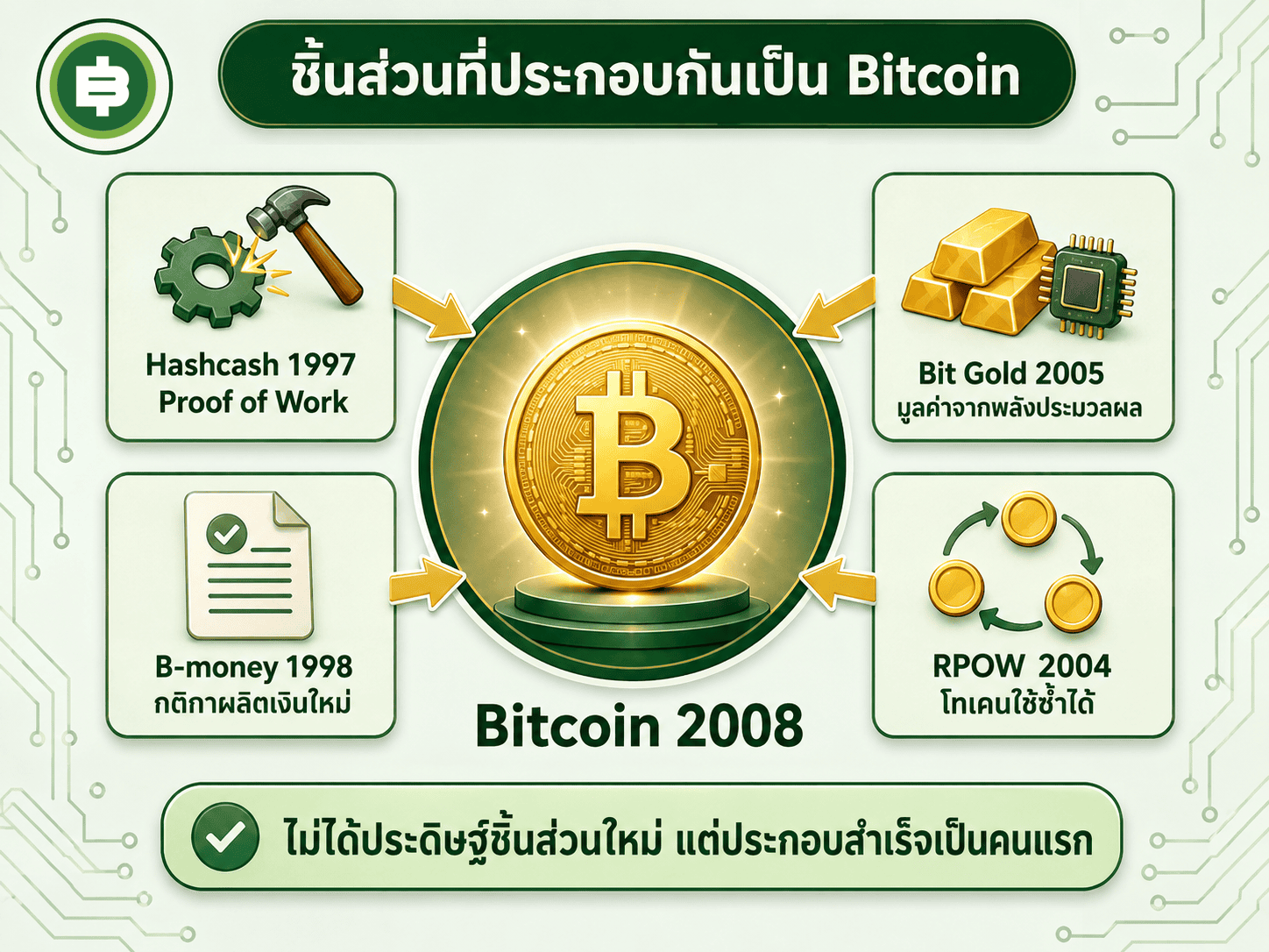 Hashcash B-money Bit Gold RPOW ต้นตระกูลสู่ Bitcoin