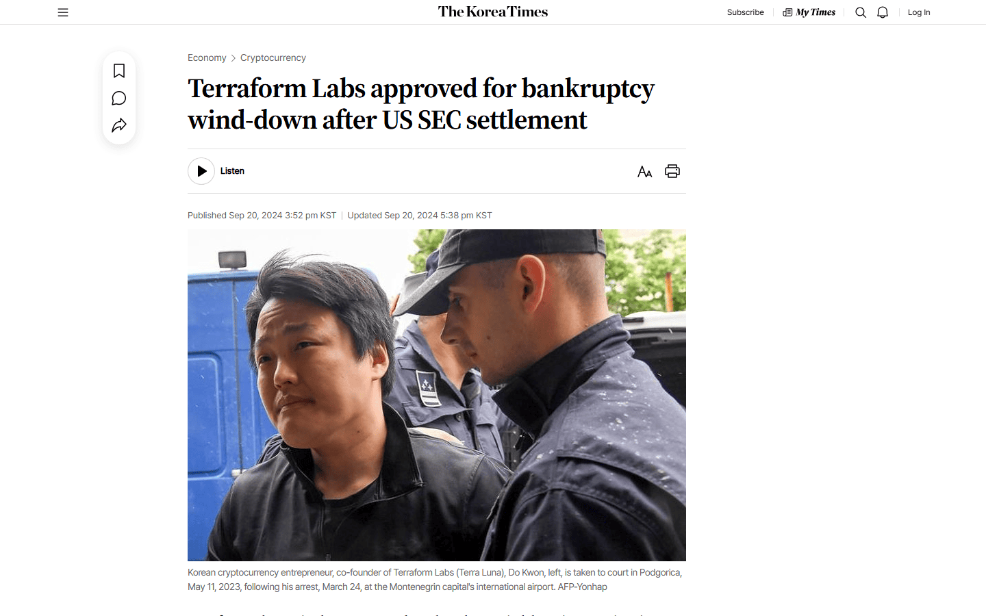 ข่าวศาลล้มละลายอนุมัติแผนปิดกิจการ Terraform Labs กันยายน 2024