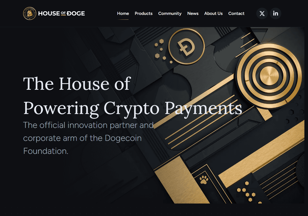 เว็บไซต์ทางการ houseofdoge.com ระบุว่าเป็น official corporate arm ของ Dogecoin Foundation