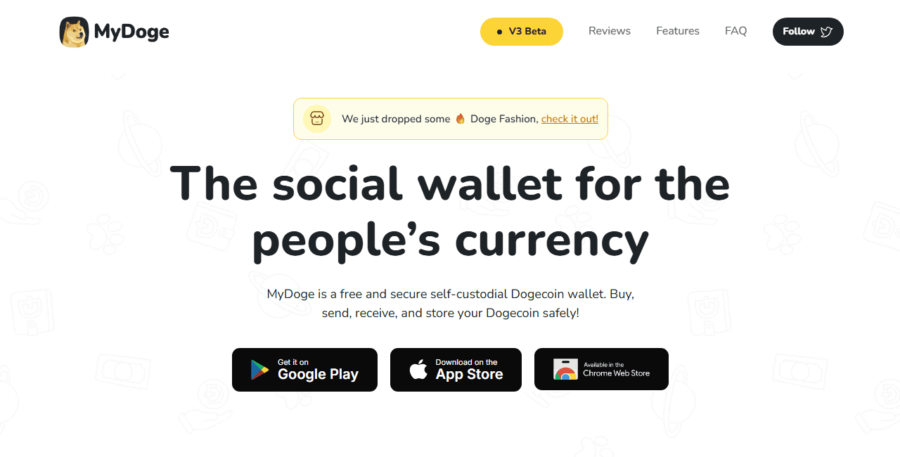 เว็บไซต์ทางการของ MyDoge กระเป๋า Dogecoin ที่ทีม DogeOS พัฒนา
