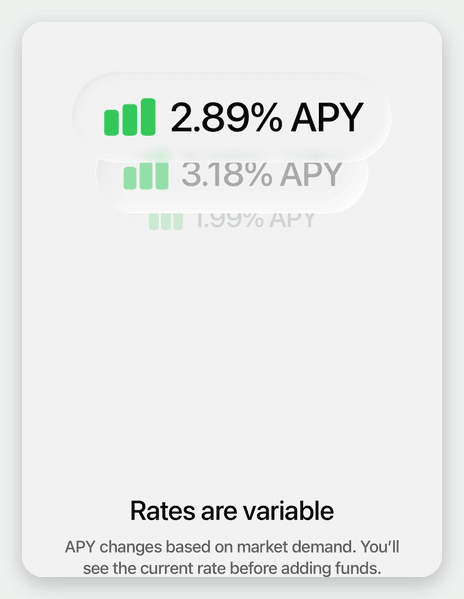 คำเตือนเดียวในหน้า Earn ของ Plasma One คือข้อความ Rates are variable