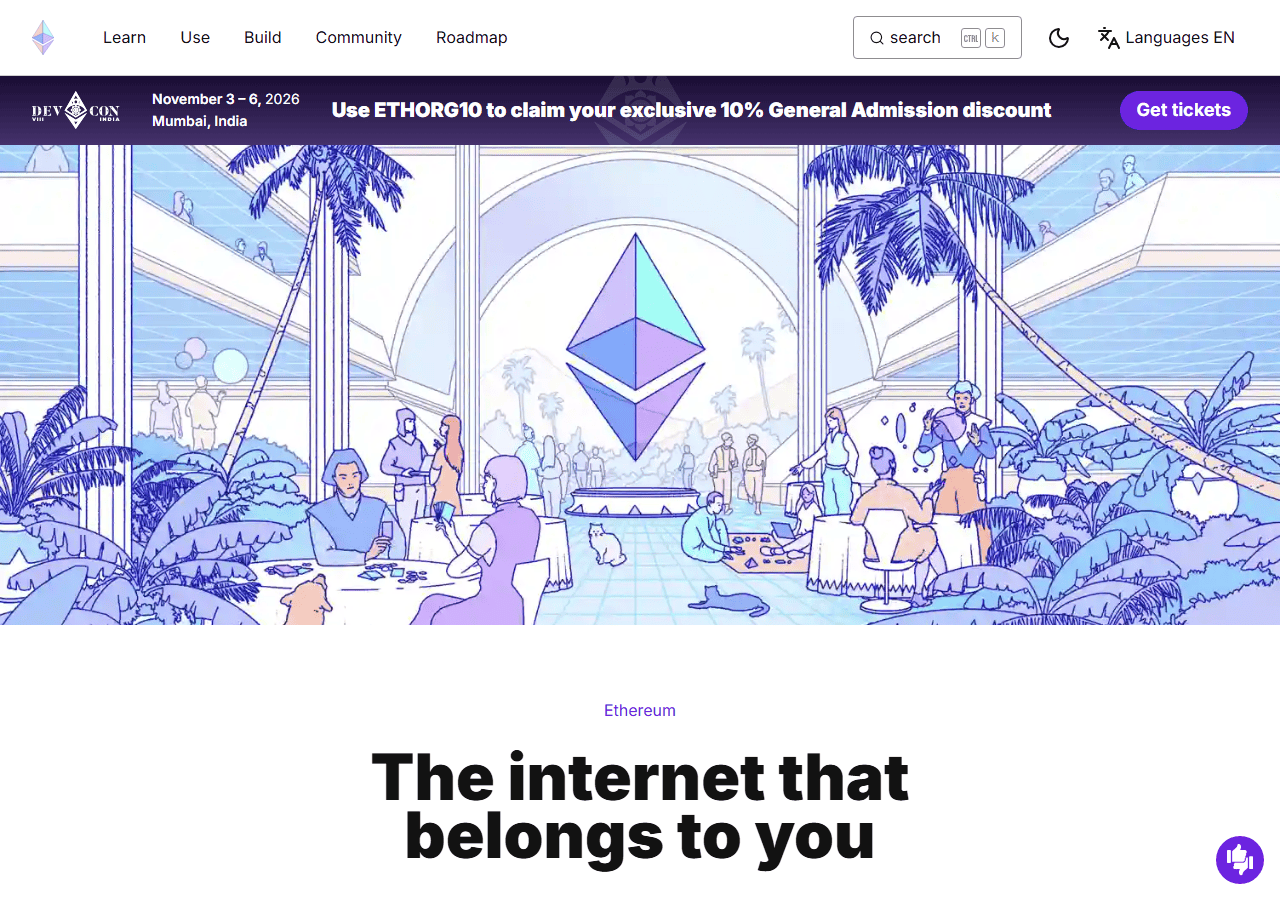 หน้าเว็บทางการ ethereum.org
