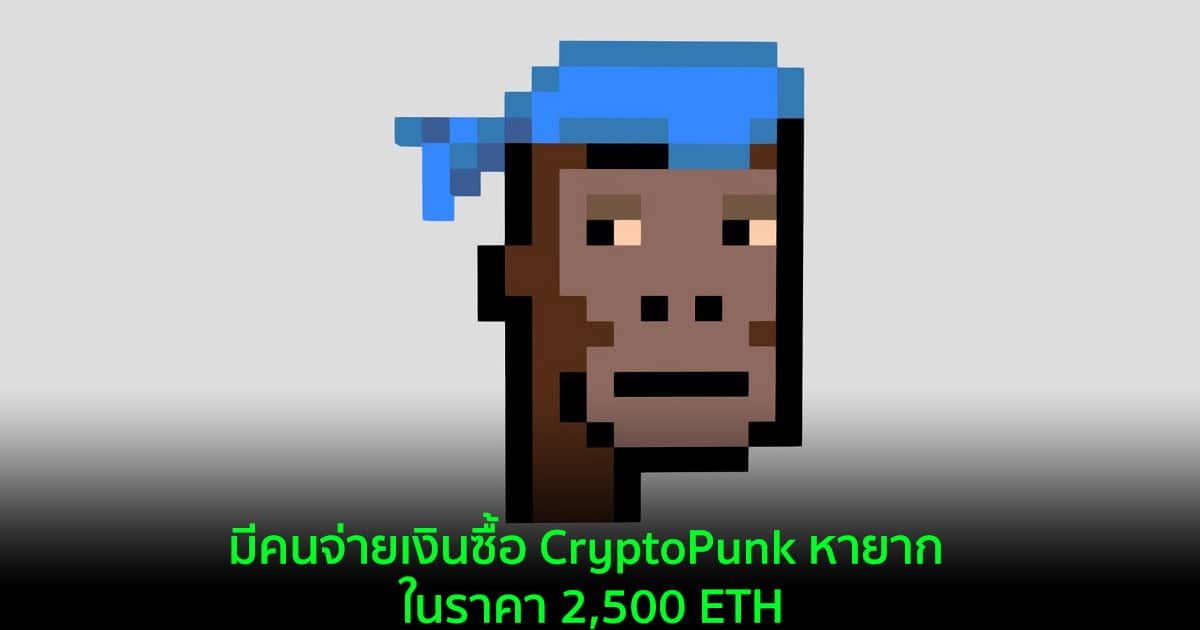 มีคนจ่ายเงินซื้อ CryptoPunk หายาก ในราคา 2,500 ETH คิดเป็นมูลค่า 349 ล้านบาท