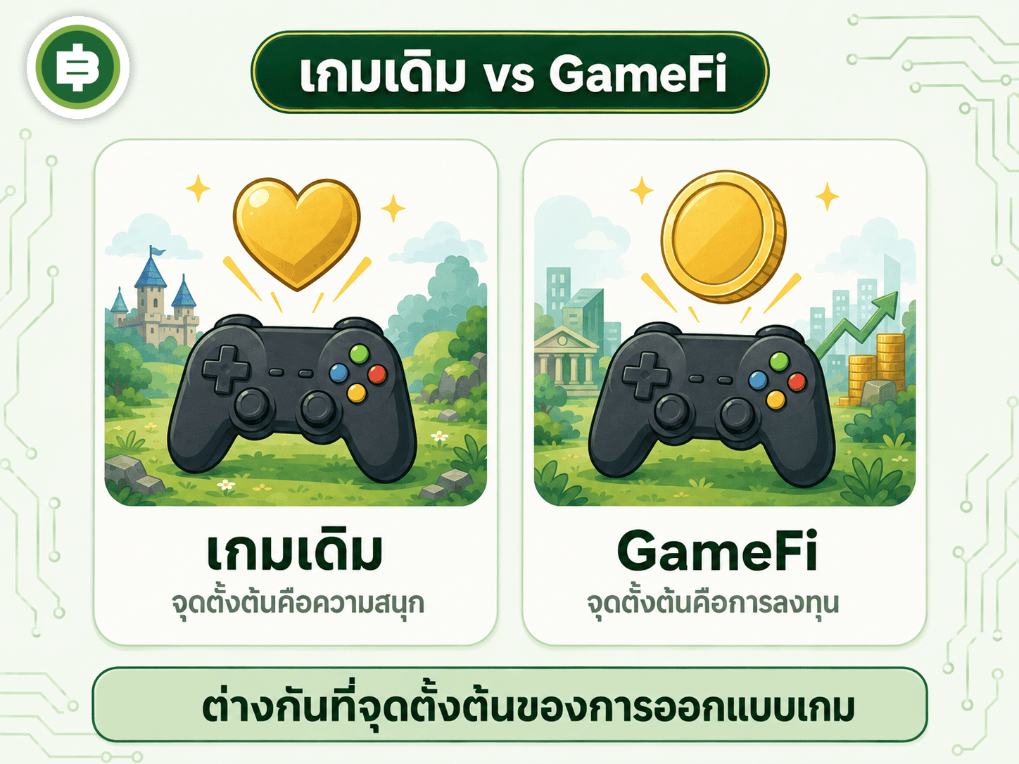 ความต่างที่แท้จริงระหว่างเกมดั้งเดิมกับ GameFi คือจุดประสงค์ตั้งต้นของการออกแบบเกม