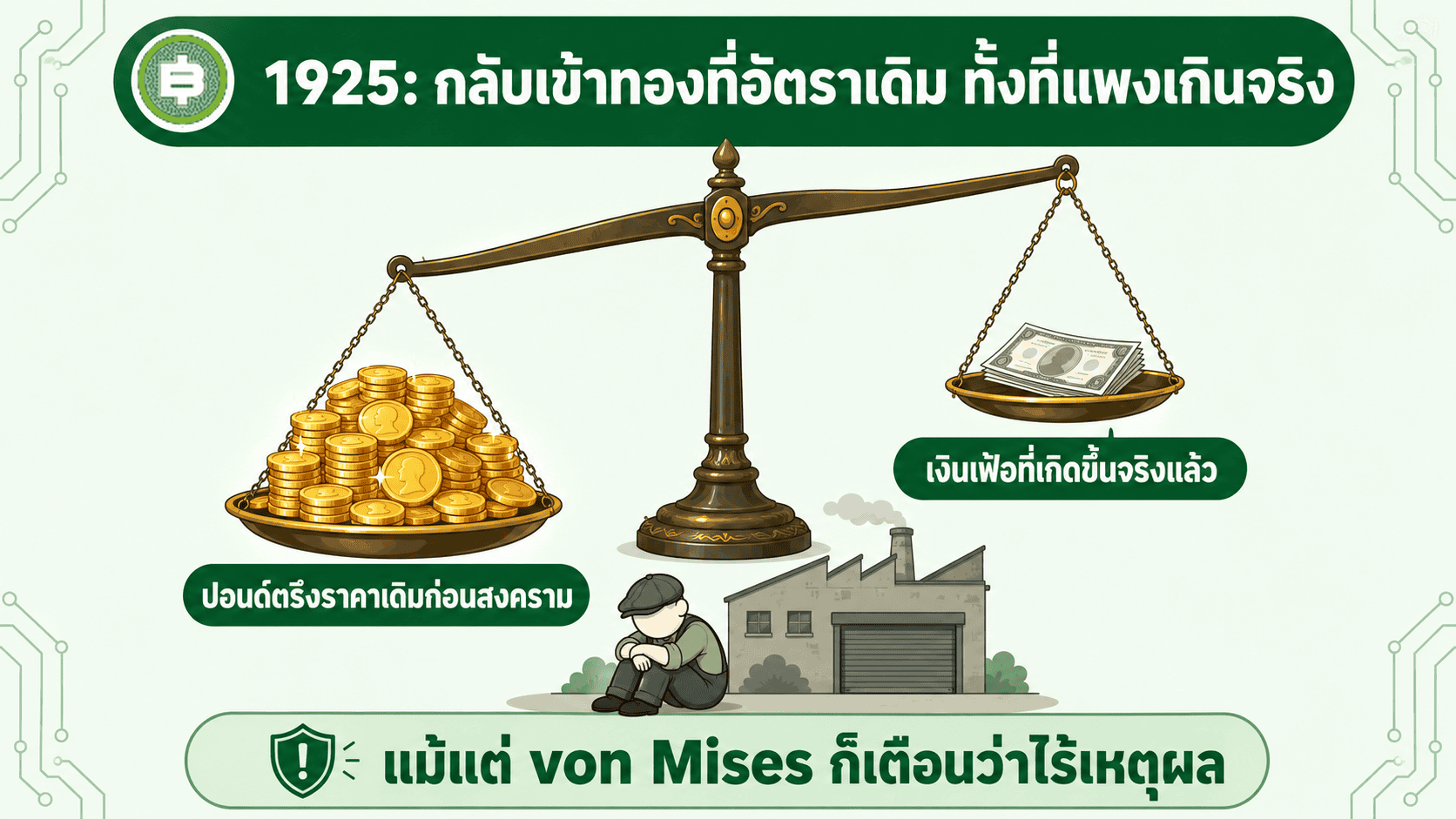 1925 อังกฤษกลับเข้าทองที่อัตราเดิมทั้งที่แพงเกินจริง