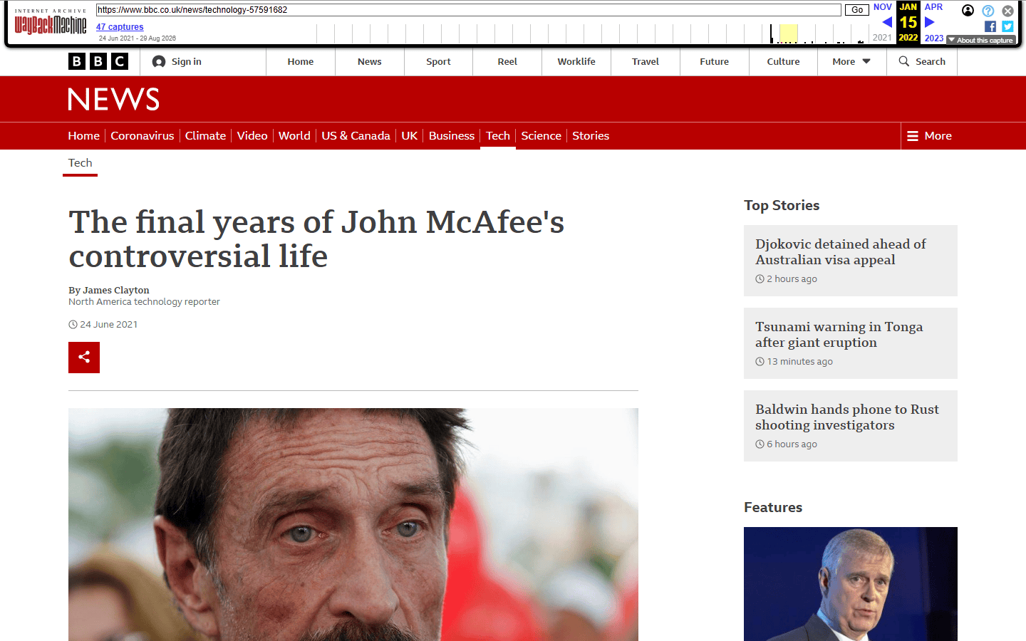 ข่าว BBC ช่วงบั้นปลายชีวิต McAfee และการโปรโมต ICO