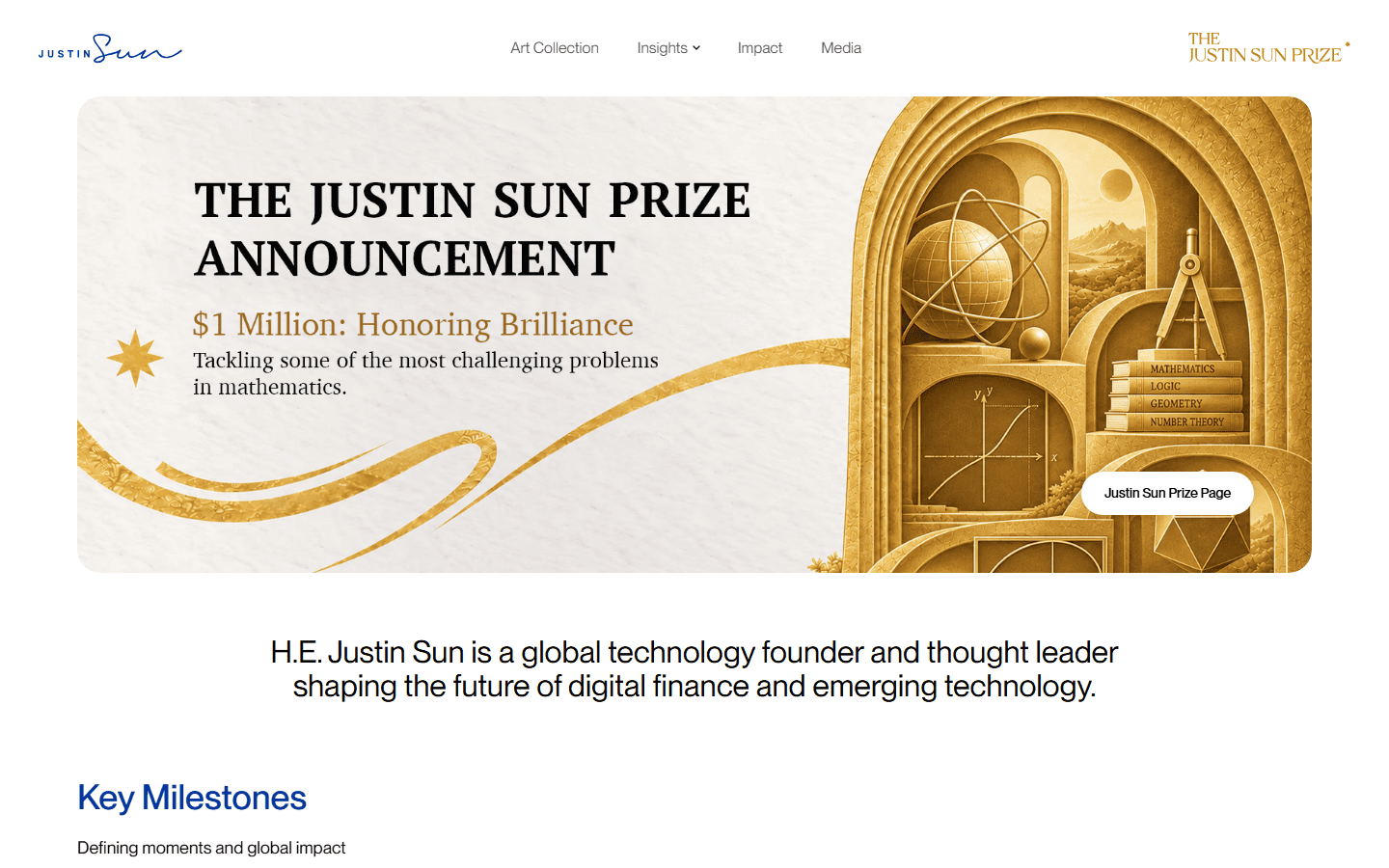 หน้าเว็บไซต์ทางการของ Justin Sun
