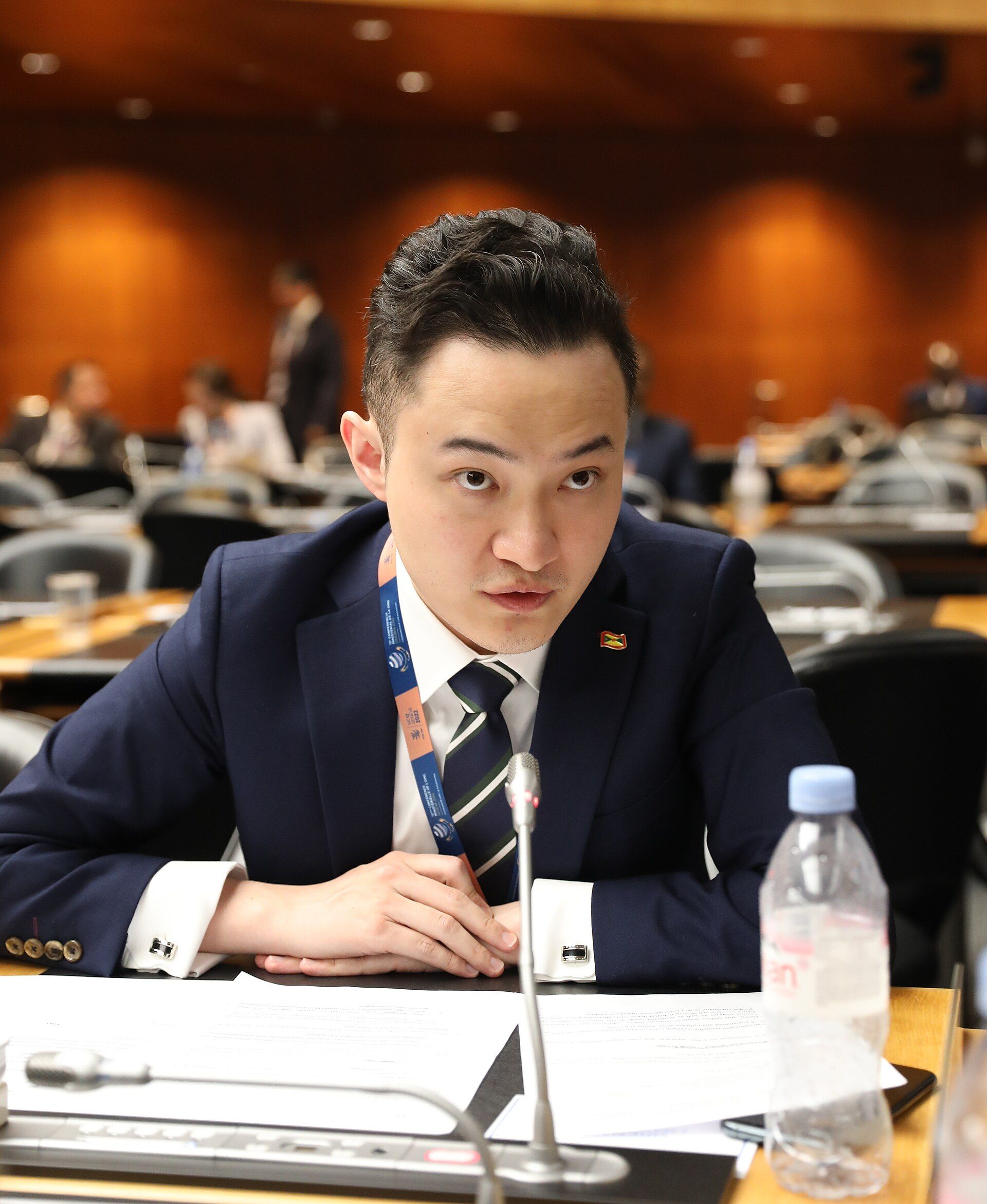 Justin Sun ในฐานะหัวหน้าคณะผู้แทน Grenada ที่การประชุม WTO MC12 ปี 2022
