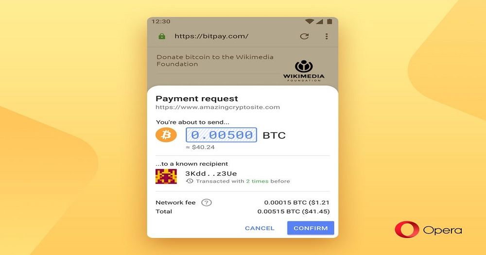 เบราว์เซอร์ Opera เปิดให้ผู้ใช้งานชำระเงินด้วย Bitcoin ได้โดยตรงภายในเบราว์เซอร์บนมือถือ Android