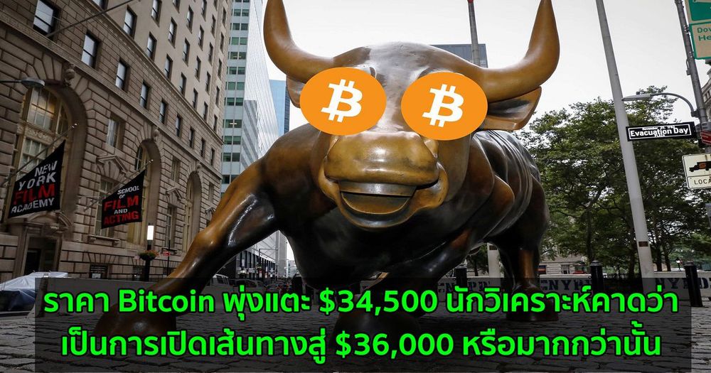 ราคา Bitcoin พุ่งแตะ $34,500 นักวิเคราะห์คาด เป็นการเปิดเส้นทางสู่ $36,000 หรือมากกว่านั้น