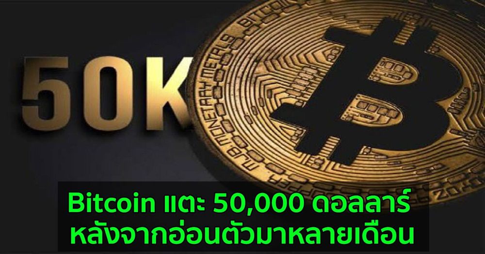 Bitcoin แตะ 50,000 ดอลลาร์ หลังจากอ่อนตัวมาหลายเดือน