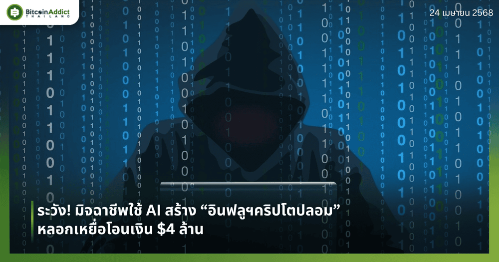 ระวัง! มิจฉาชีพใช้ AI สร้าง “อินฟลูฯคริปโตปลอม” หลอกเหยื่อโอนเงิน $4 ล้าน 