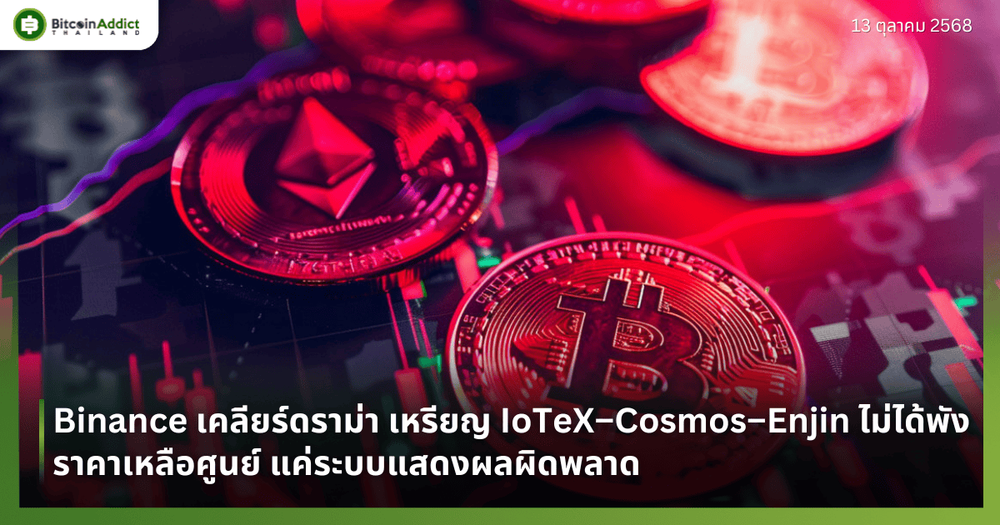 Binance เคลียร์ดราม่า เหรียญ IoTeX–Cosmos–Enjin ไม่ได้พังราคาเหลือศูนย์ แค่ระบบแสดงผลผิดพลาด