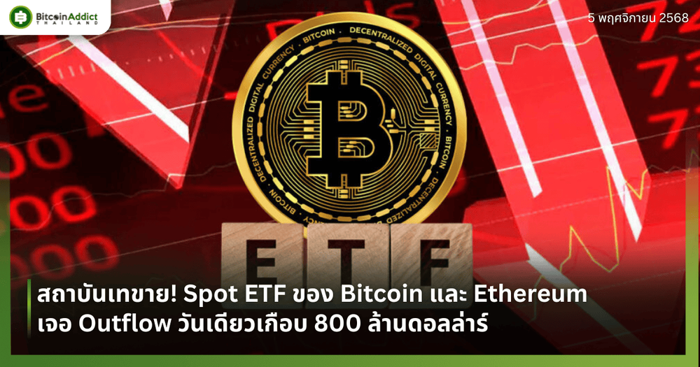 สถาบันเทขาย! Spot ETF ของ Bitcoin และ Ethereum เจอ Outflow วันเดียวเกือบ 800 ล้านดอลล่าร์