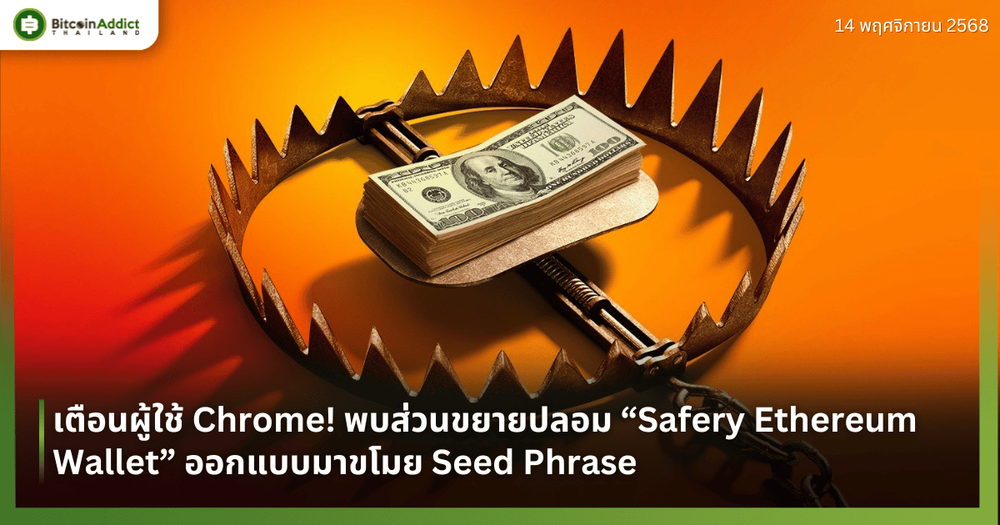 เตือนผู้ใช้ Chrome! พบส่วนขยายปลอม “Safery Ethereum Wallet” ออกแบบมาขโมย Seed Phrase