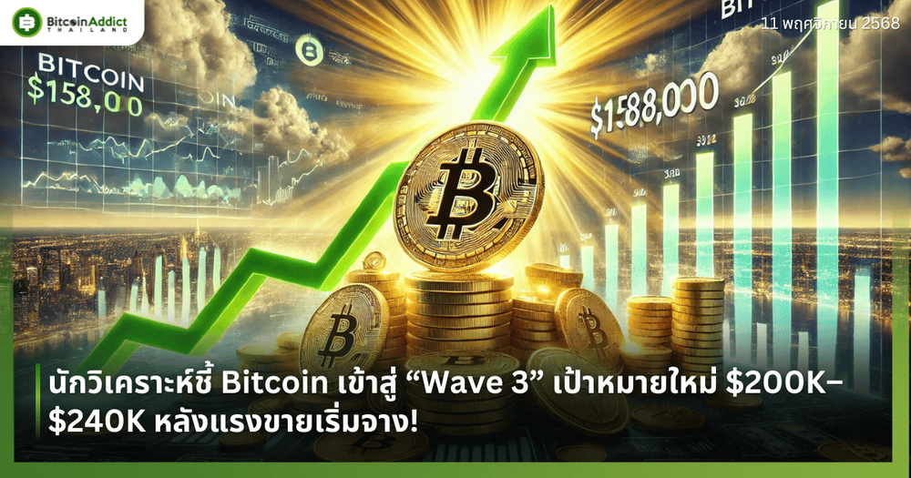 นักวิเคราะห์ชี้ Bitcoin เข้าสู่ “Wave 3” เป้าหมายใหม่ $200K–$240K หลังแรงขายเริ่มจาง!