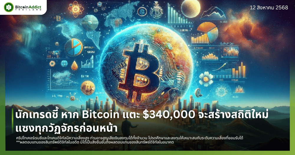นักเทรดชี้ หาก Bitcoin แตะ $340,000 จะสร้างสถิติใหม่แซงทุกวัฏจักรก่อนหน้า