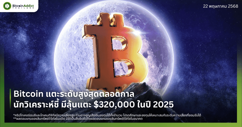 Bitcoin แตะระดับสูงสุดตลอดกาล นักวิเคราะห์ชี้ มีลุ้นแตะ $320,000 ในปี 2025