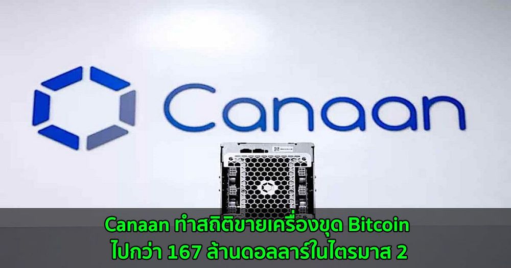 Canaan ทำสถิติขายเครื่องขุด Bitcoin ไปกว่า 167 ล้านดอลลาร์ในไตรมาส 2