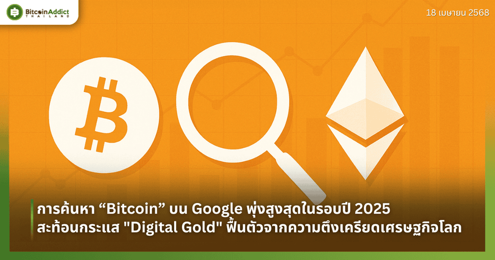 การค้นหา “Bitcoin” บน Google พุ่งสูงสุดในรอบปี 2025 – สะท้อนกระแส "Digital Gold" ฟื้นตัวจากความตึงเครียดเศรษฐกิจโลก