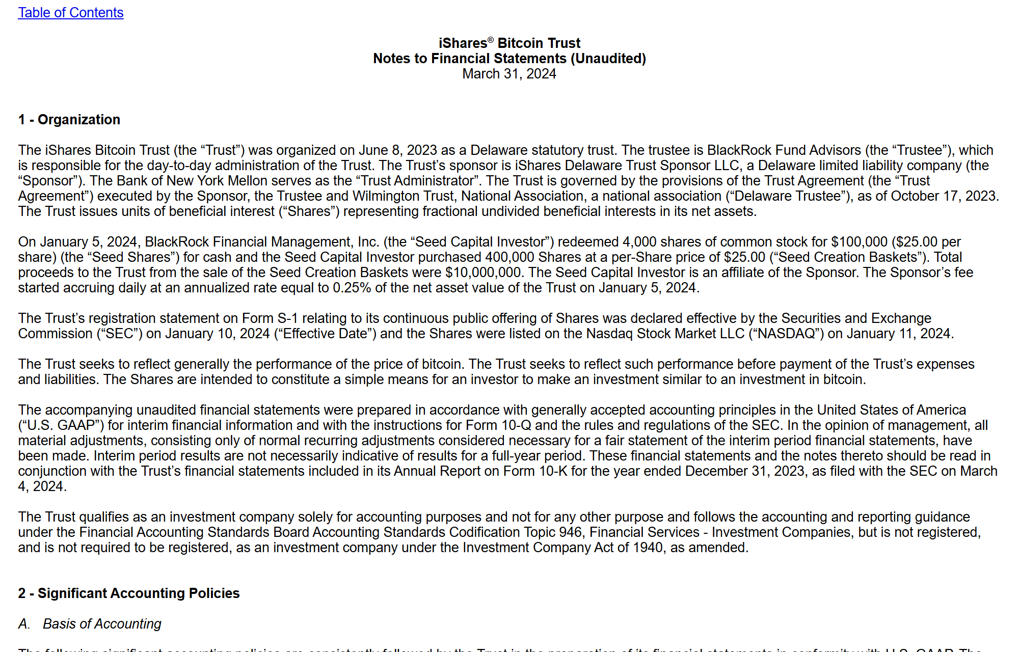 แบบ 10-Q ไตรมาสแรกของ IBIT ระบุวันที่เริ่มซื้อขายบน Nasdaq
