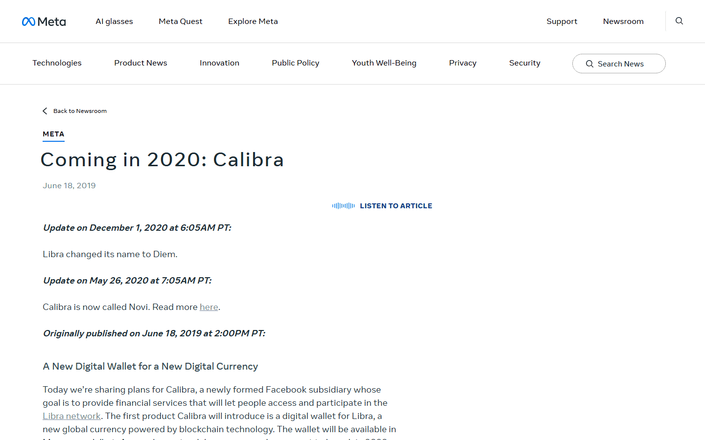 ข่าวแจก Facebook เปิดตัวกระเป๋า Calibra สำหรับ Libra มิถุนายน 2019