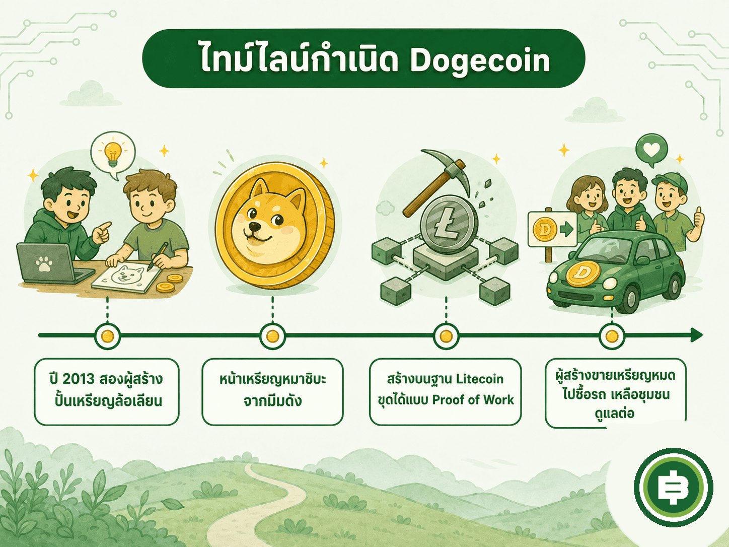 เส้นทางกำเนิด Dogecoin เหรียญล้อเลียนที่ผู้สร้างทิ้งไป แต่ชุมชนรับช่วงต่อจนกลายเป็นตำนาน