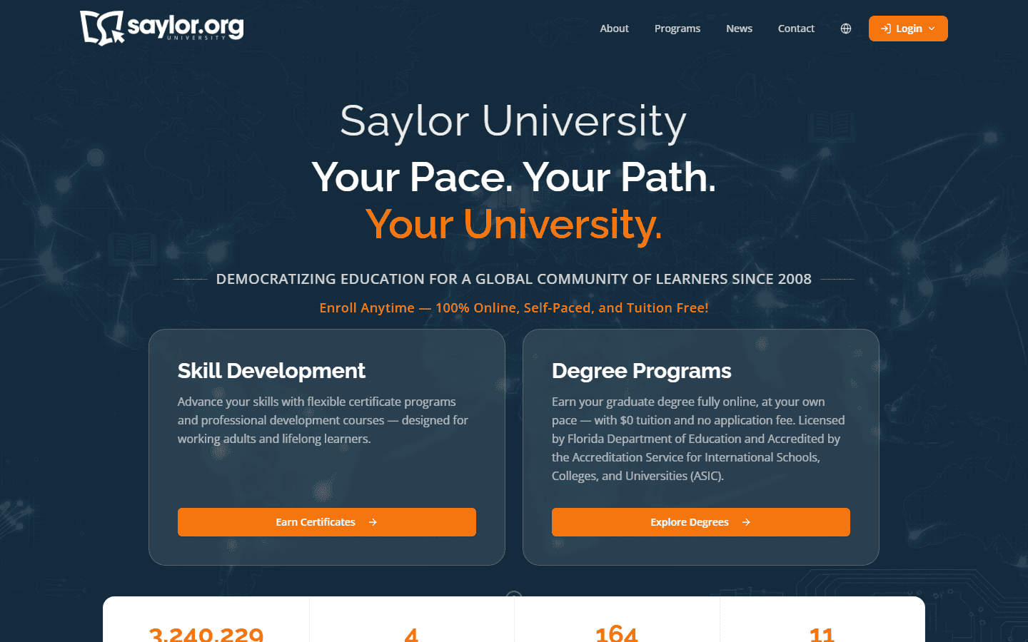 หน้าแรกเว็บไซต์ Saylor Academy saylor.org
