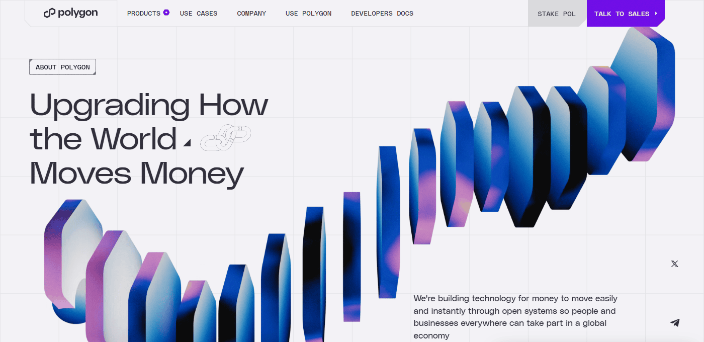 หน้าเว็บทางการ polygon.technology หัวข้อ About Polygon สรุปวิสัยทัศน์เครือข่าย