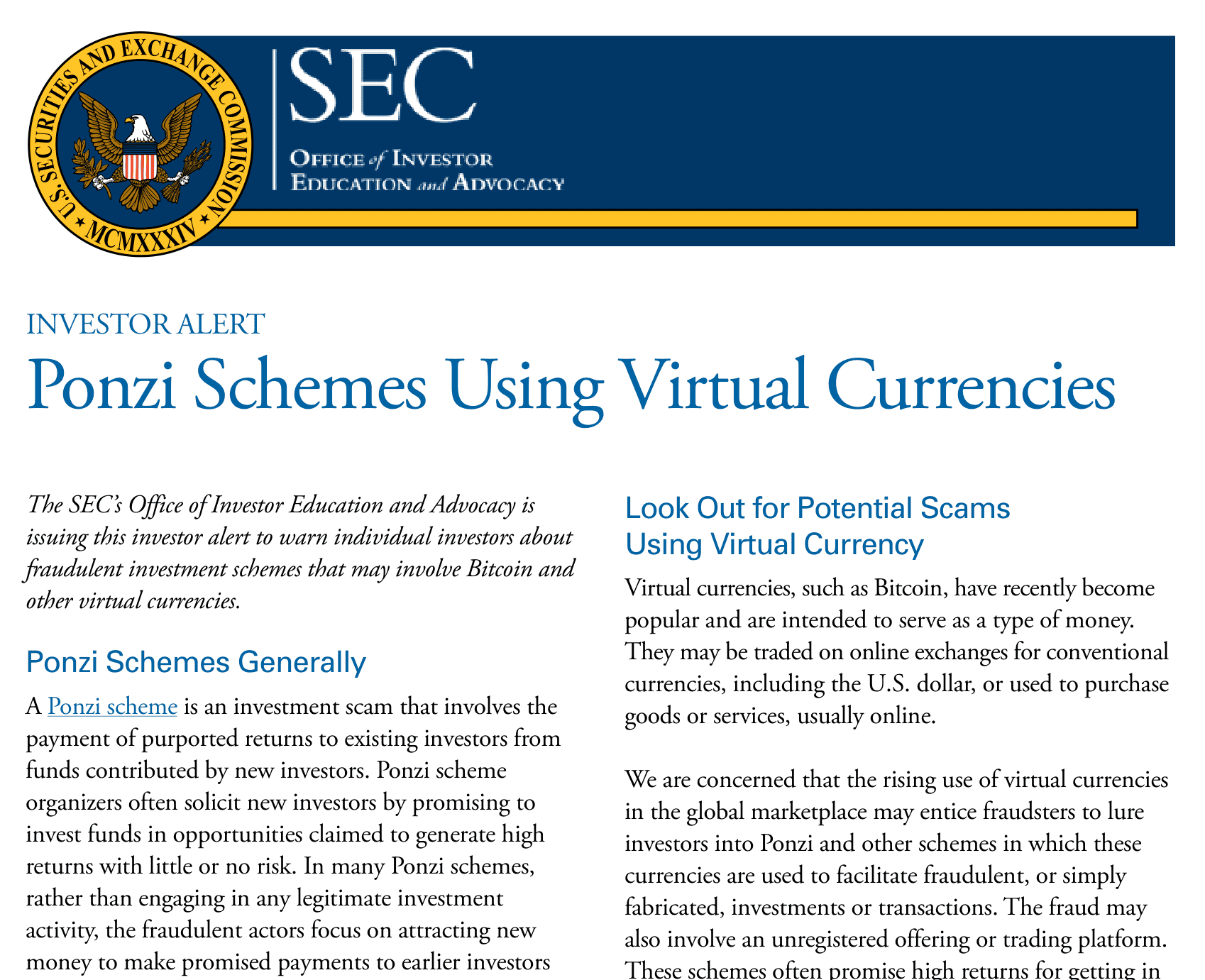 คำเตือนนักลงทุนของ ก.ล.ต. สหรัฐฯ เรื่อง Ponzi Schemes Using Virtual Currencies ที่ออกพร้อมการฟ้องคดี Bitcoin Savings and Trust ระบุว่าแชร์ลูกโซ่มักสัญญาผลตอบแทนสูงโดยแทบไม่มีความเสี่ยง