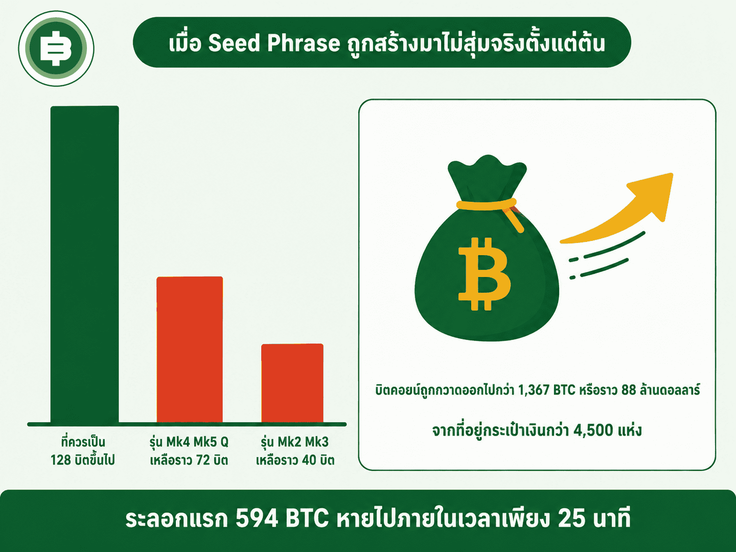 ความสุ่มที่หายไปตั้งแต่ขั้นตอนสร้าง Seed Phrase กับความเสียหายที่ตามมา