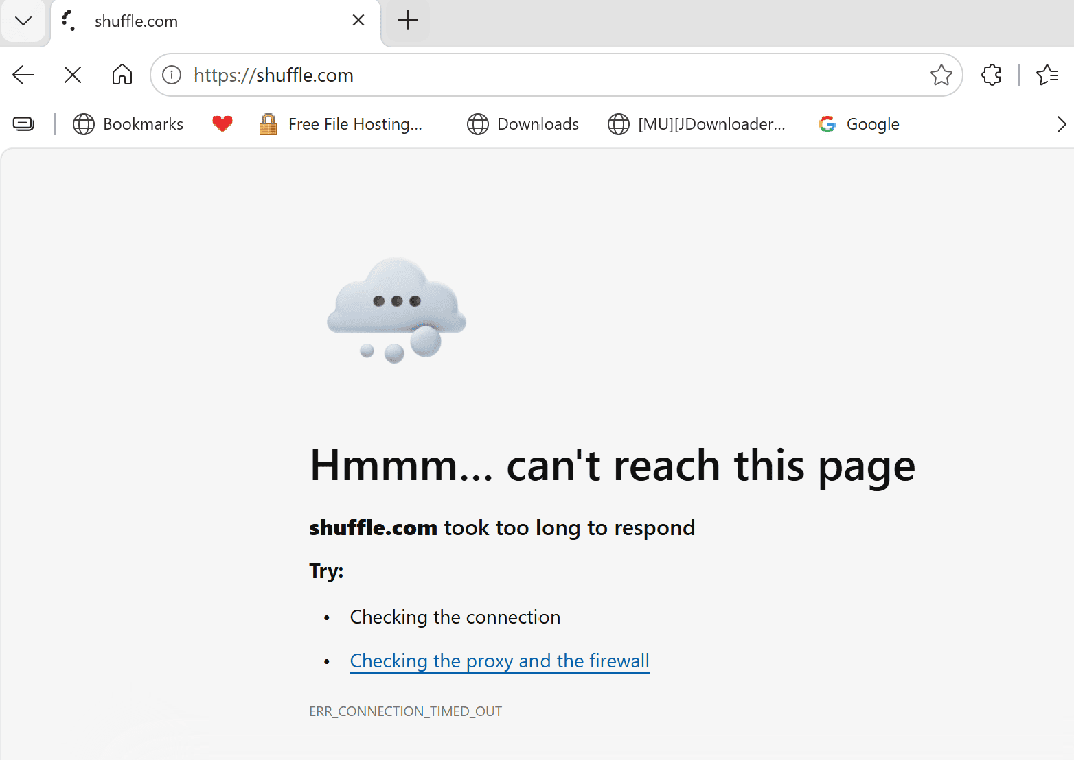 เปิด shuffle.com จากเครือข่ายในไทยแล้วเบราว์เซอร์ขึ้นข้อความ can't reach this page shuffle.com took too long to respond ERR_CONNECTION_TIMED_OUT