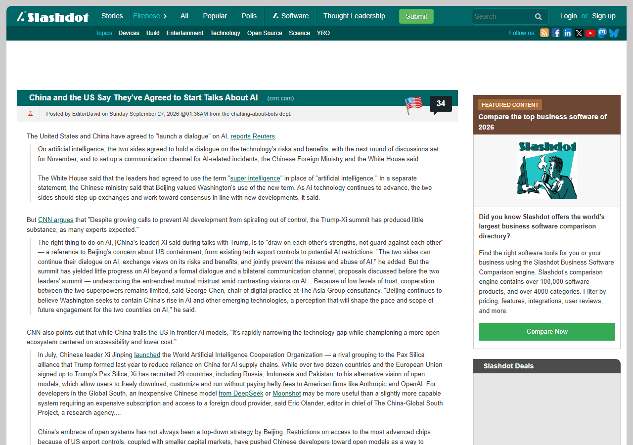หน้าแรก Slashdot ปัจจุบัน ยังลงข่าวเทคโนโลยีทุกวัน