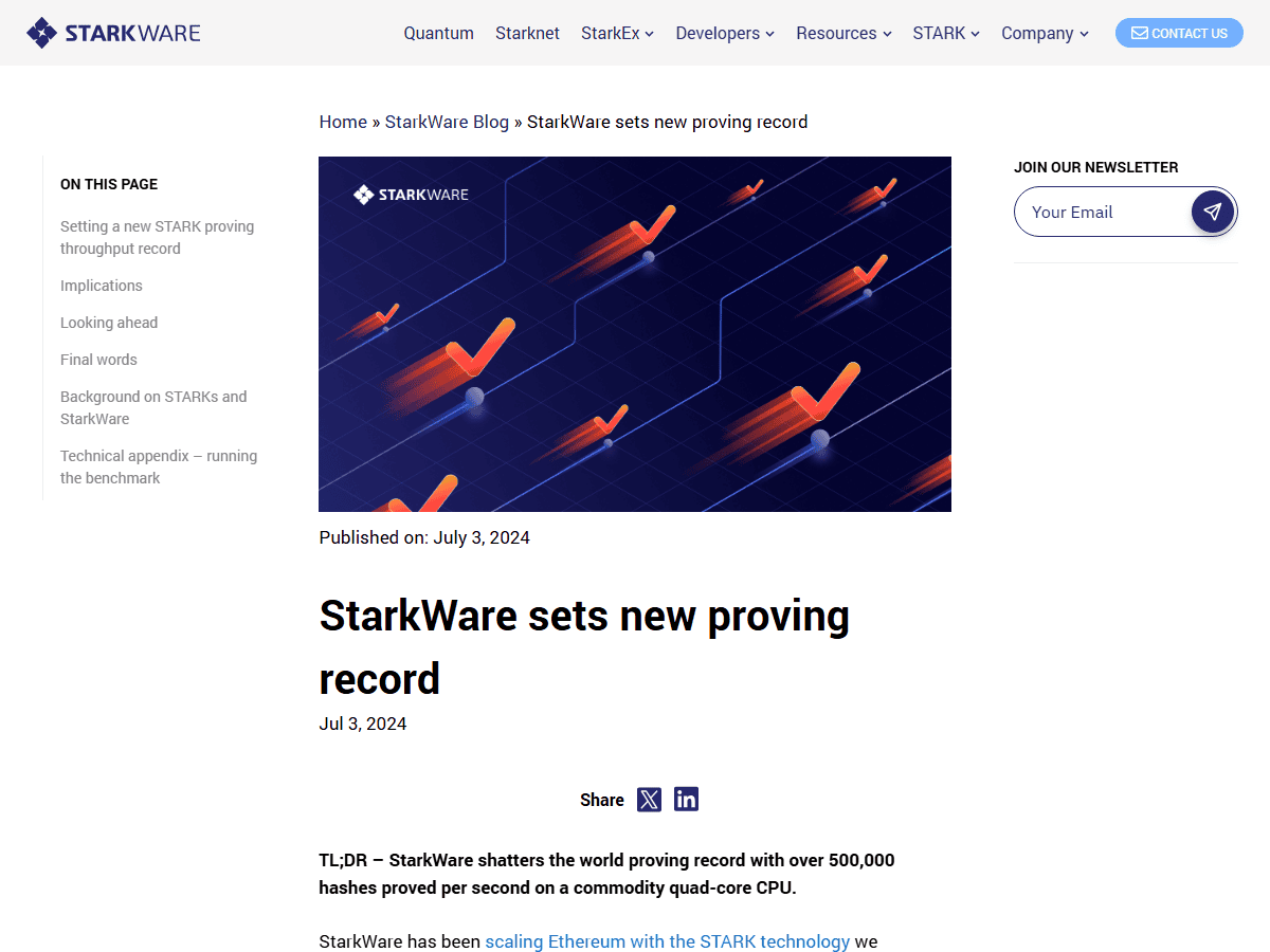 StarkWare ประกาศสถิติใหม่ Stwo Prover เร็วกว่า Stone 940 เท่า