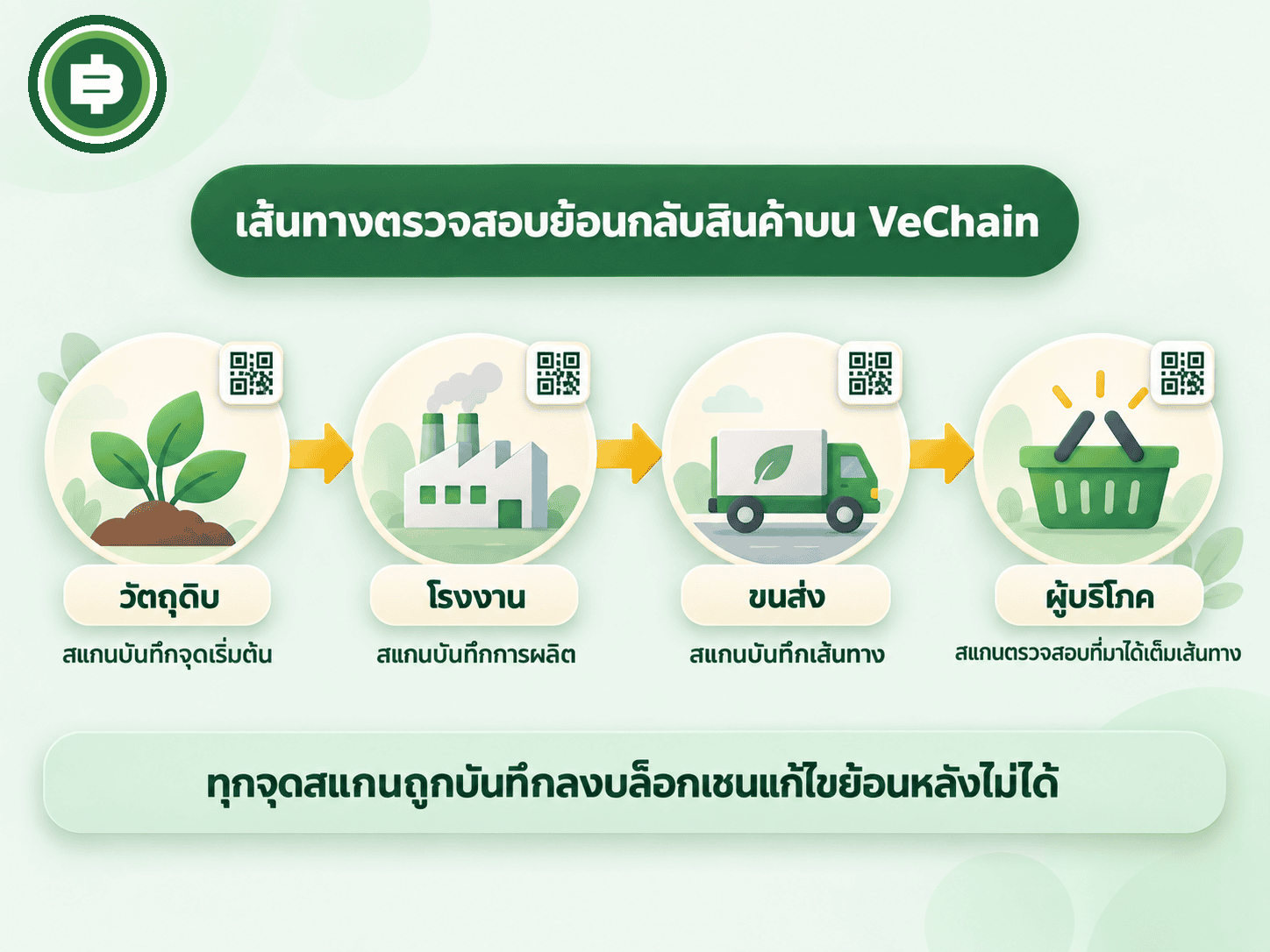 เส้นทางตรวจสอบย้อนกลับสินค้าบน VeChain จากวัตถุดิบถึงผู้บริโภค