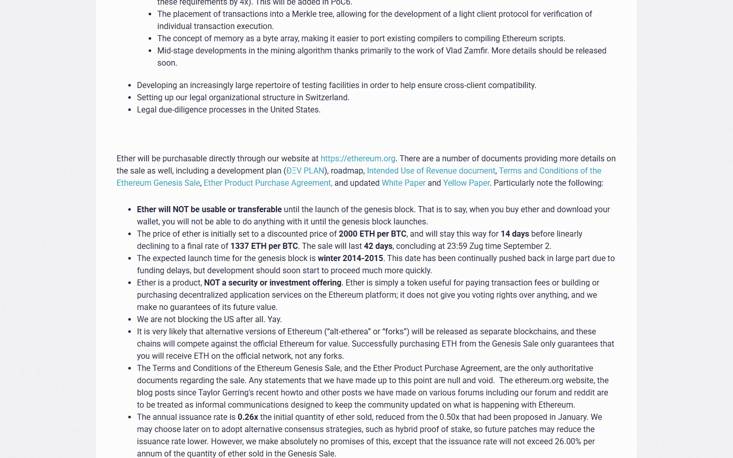 ประกาศเปิดขาย Ether บนบล็อก Ethereum Foundation เดือนกรกฎาคม 2014