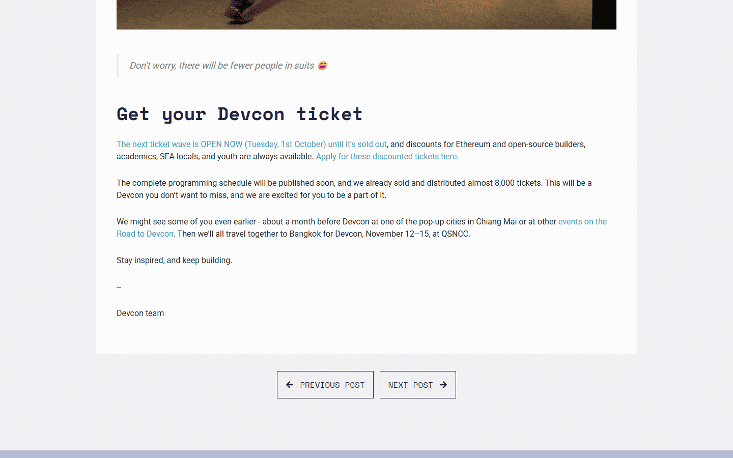 ประกาศ Ethereum Foundation เรื่อง Devcon SEA ที่ QSNCC กรุงเทพฯ