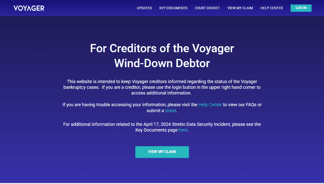 หน้าเว็บของ Voyager ในปัจจุบัน