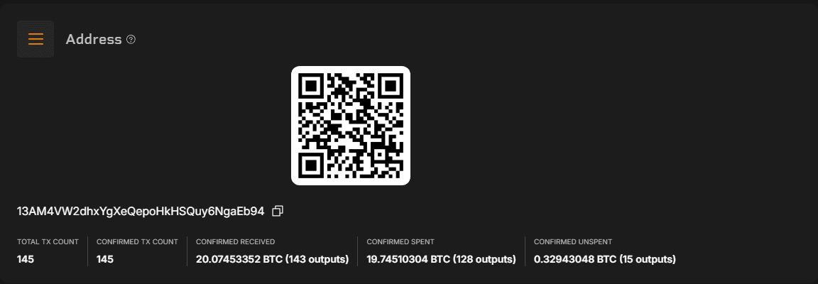 หน้าเว็บสำรวจบล็อกเชนแสดงยอดของกระเป๋ารับค่าไถ่ WannaCry ใบหนึ่งในสามใบ