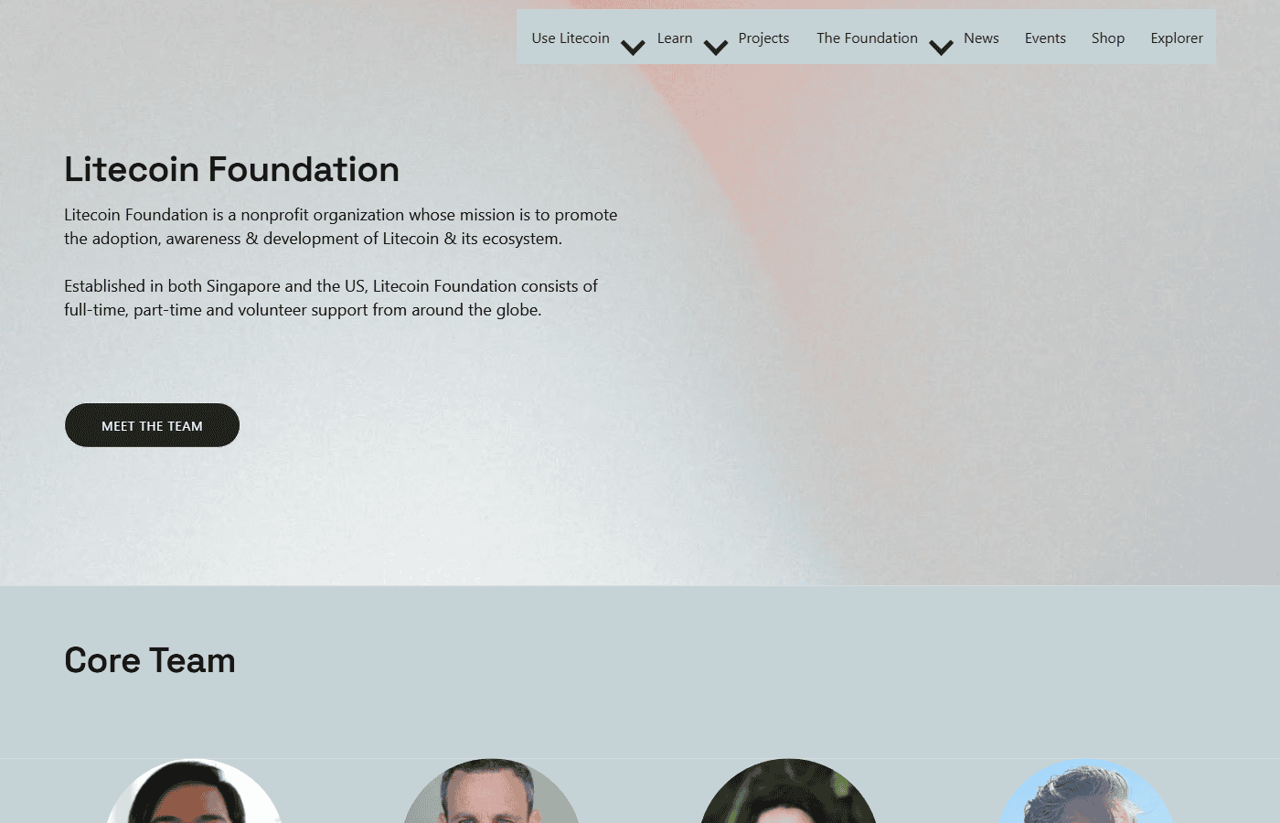 หน้าเว็บทางการของ Litecoin Foundation