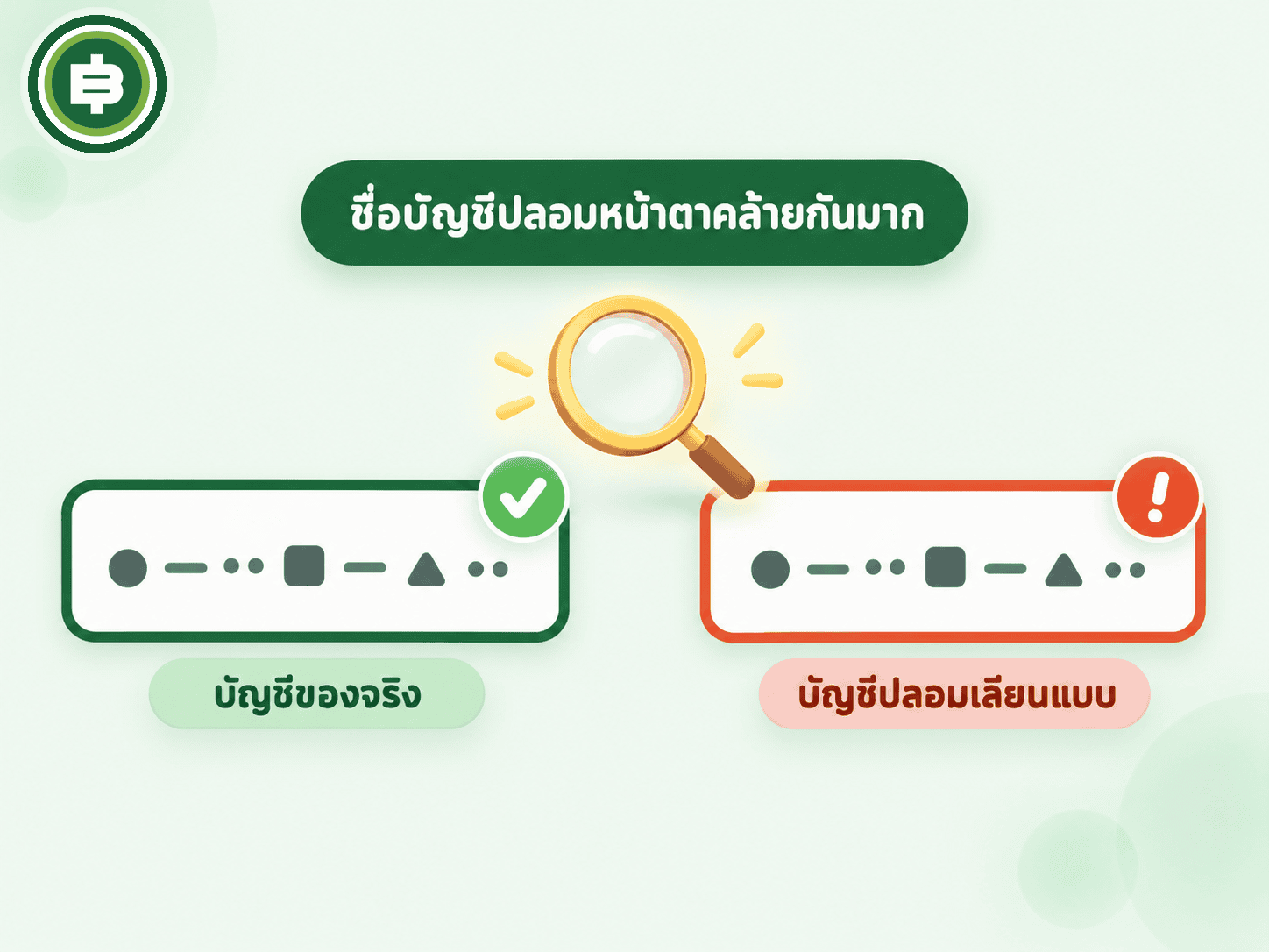 ชื่อบัญชีอ่านออกได้แบบ ชื่อ.near เปิดช่องให้มิจฉาชีพสร้างชื่อบัญชีคล้ายของจริงเพื่อหลอกลวง ควรตรวจสอบชื่อบัญชีปลายทางอย่างละเอียดก่อนโอนเงินจำนวนมาก