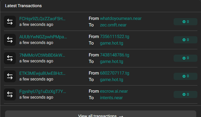 ตัวอย่างชื่อบัญชี NEAR อ่านง่ายเทียบกับ transaction hash จาก nearblocks.io
